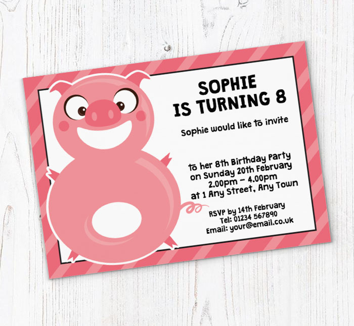 pink 8th birthday party invitations