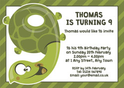 turtle 9th birthday party invitations