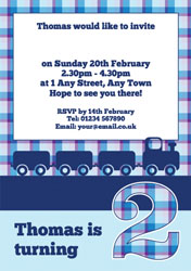 blue train 2nd birthday invitations