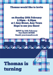 blue train 4th birthday invitations