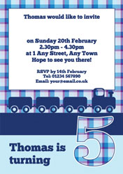 blue train 5th birthday invitations