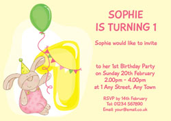 bunny rabbit 1st birthday invitations