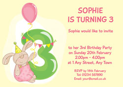 bunny rabbit 3rd birthday invitations