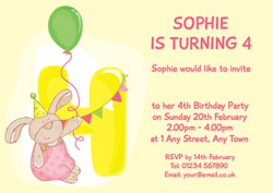 bunny rabbit 4th birthday invitations