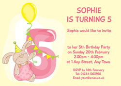 bunny rabbit 5th birthday invitations