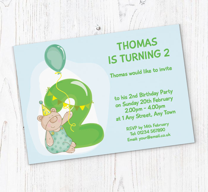 teddy bear 2nd birthday invitations