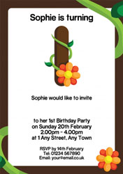 flowers 1st birthday party invitations