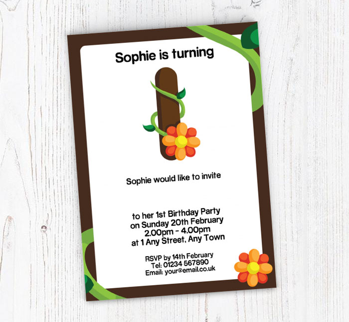 flowers 1st birthday party invitations