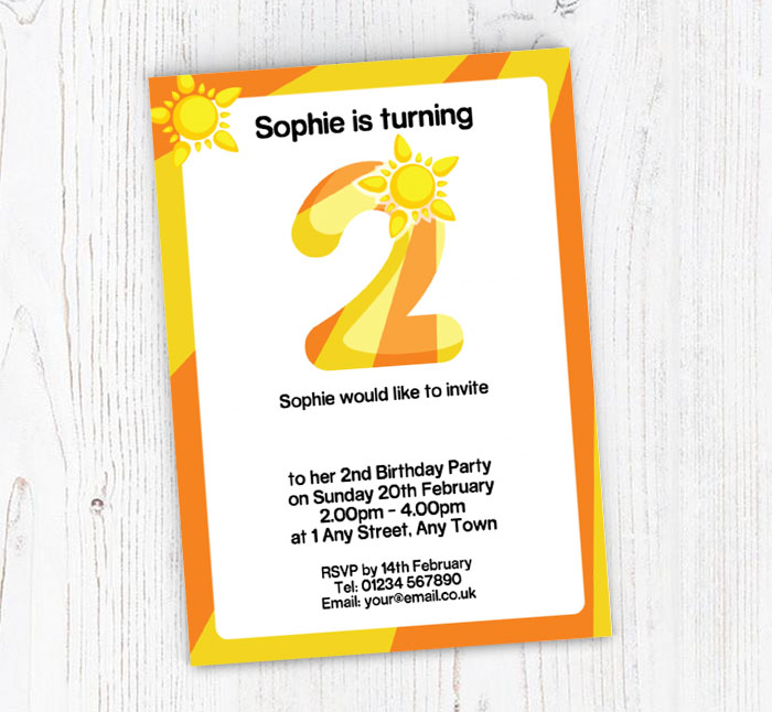 sunshine 2nd birthday party invitations