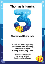 fishes 3rd birthday party invitations