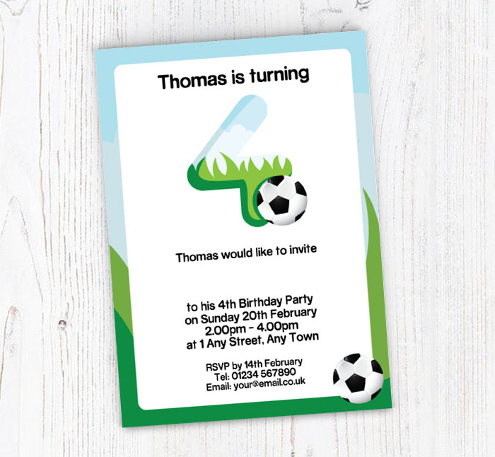 football 4th birthday party invitations