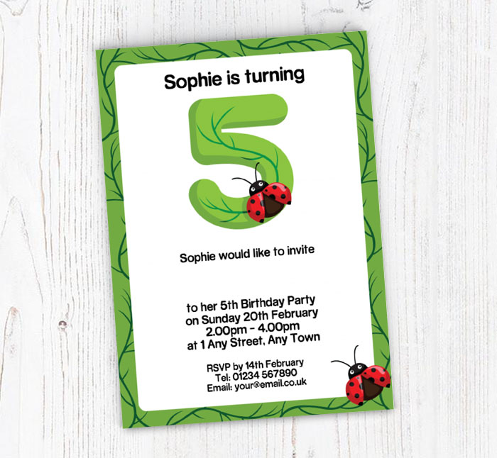 ladybirds 5th birthday party invitations