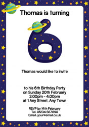 universe 6th birthday party invitations