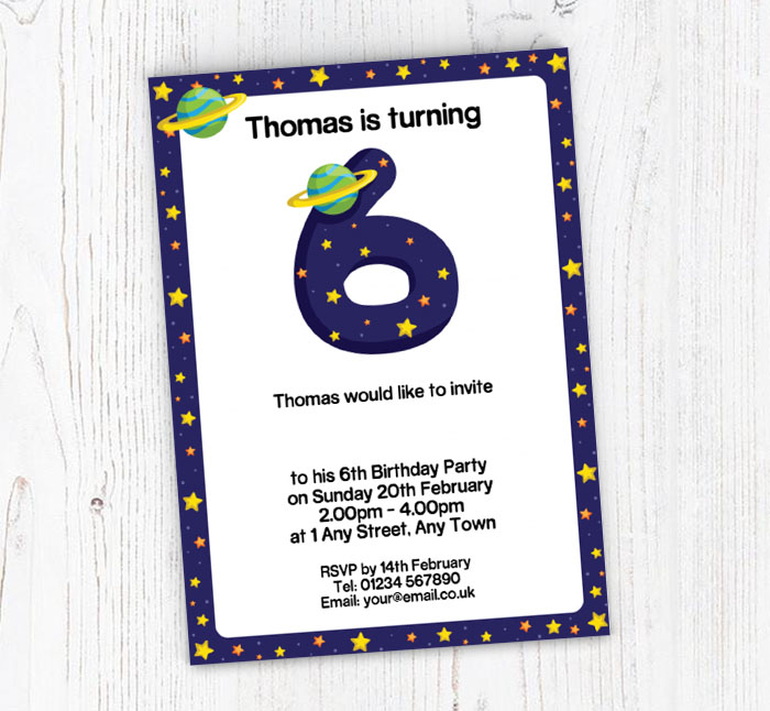 universe 6th birthday party invitations