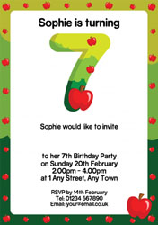 apples 7th birthday party invitations