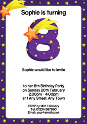 stars 8th birthday party invitations