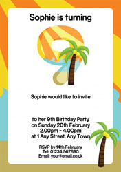 palm trees 9th birthday invitations
