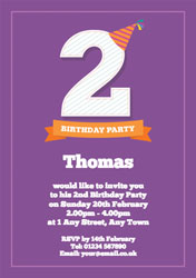 2nd birthday party hat invitations