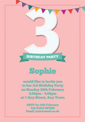 3rd birthday bunting party invitations