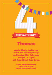 4th birthday bunting party invitations