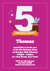 5th birthday magician hat invitations