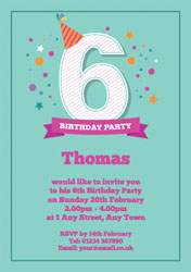 6th birthday party hat invitations