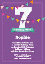 7th birthday bunting party invitations
