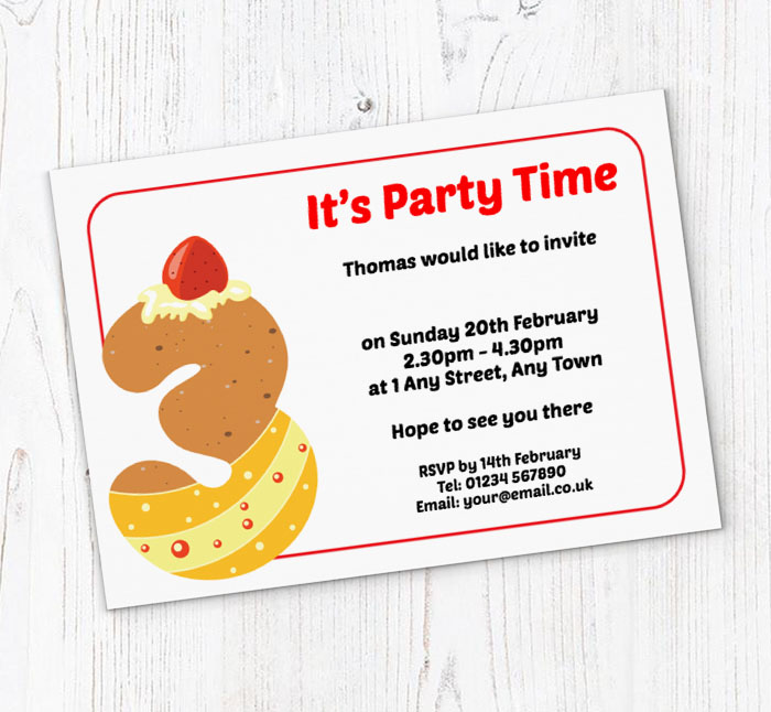 cookie 3rd birthday party invitations