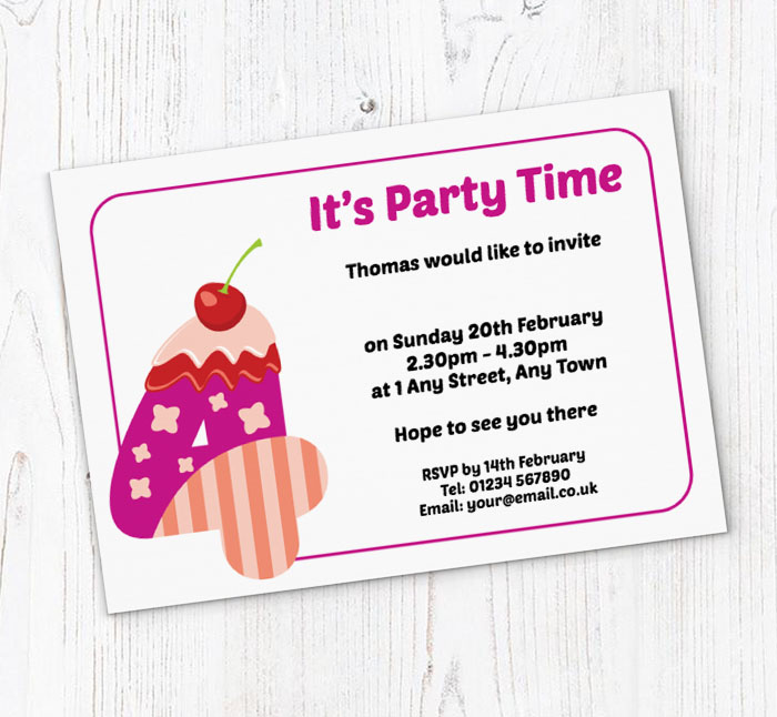 cookie 4th birthday party invitations