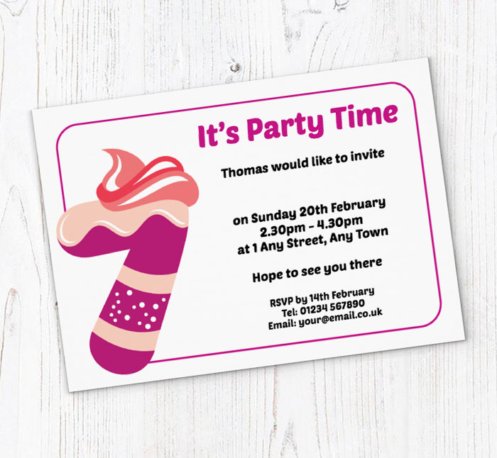 cookie 7th birthday party invitations
