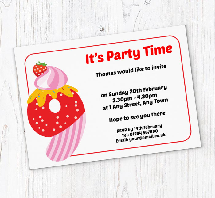 cookie 9th birthday party invitations