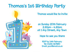 blue 1st birthday party invitations