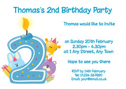 blue 2nd birthday party invitations