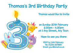 blue 3rd birthday party invitations