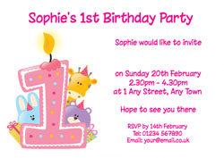pink 1st birthday party invitations