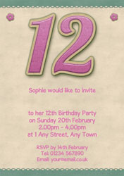 glitter style 12th birthday invitations