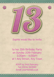 glitter style 13th birthday invitations