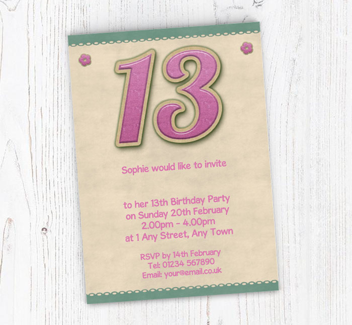 glitter style 13th birthday invitations