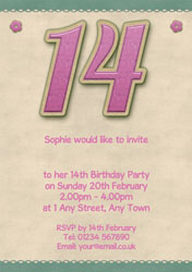 glitter style 14th birthday invitations