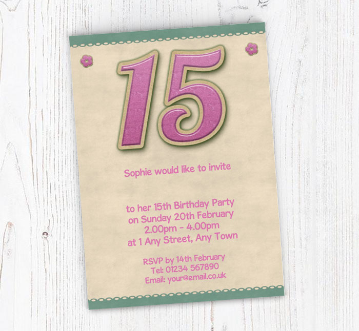Glitter Style 15th Birthday Party Invitations | Personalise Online Plus ...