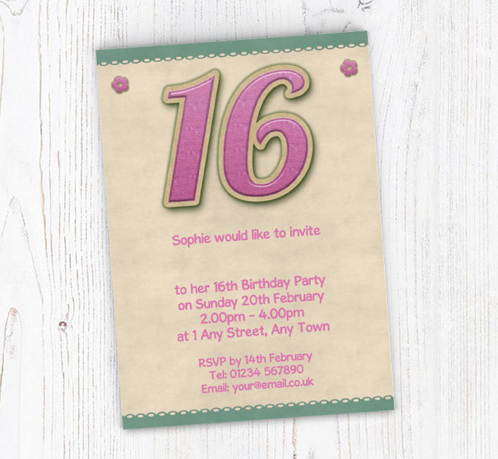 glitter style 16th birthday invitations