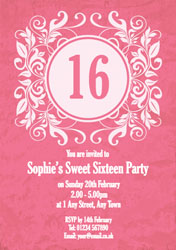 pink vintage 16th birthday invitations