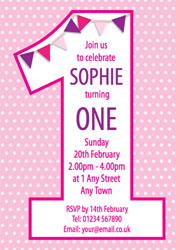 pink turning one party invitations