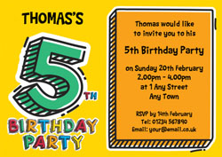 5th doodle birthday party invitations