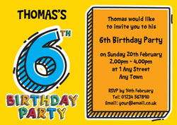6th doodle birthday party invitations