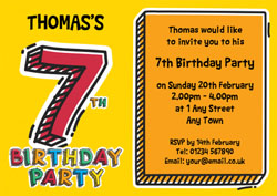 7th doodle birthday party invitations
