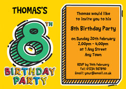8th doodle birthday party invitations