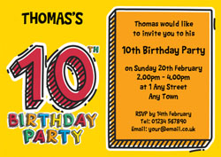 10th doodle birthday party invitations