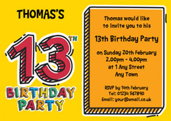 13th doodle birthday party invitations