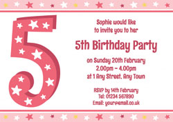 5th stars birthday party invitations